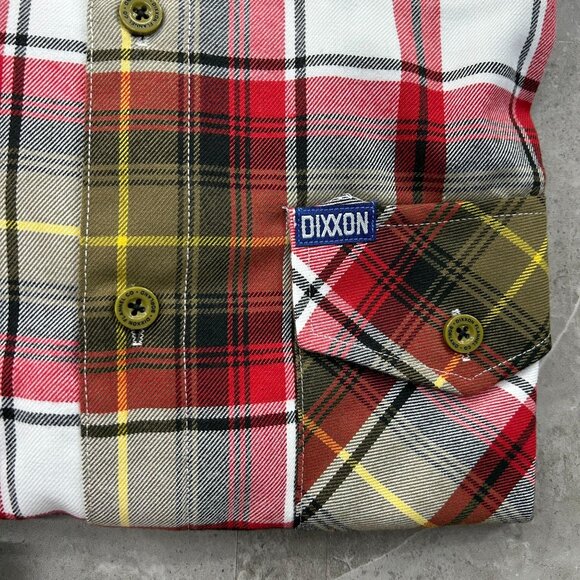 Dixxon Flannel Shirt Mens XL Borland Long Sleeve Plaid Red White Yellow - Picture 3 of 6